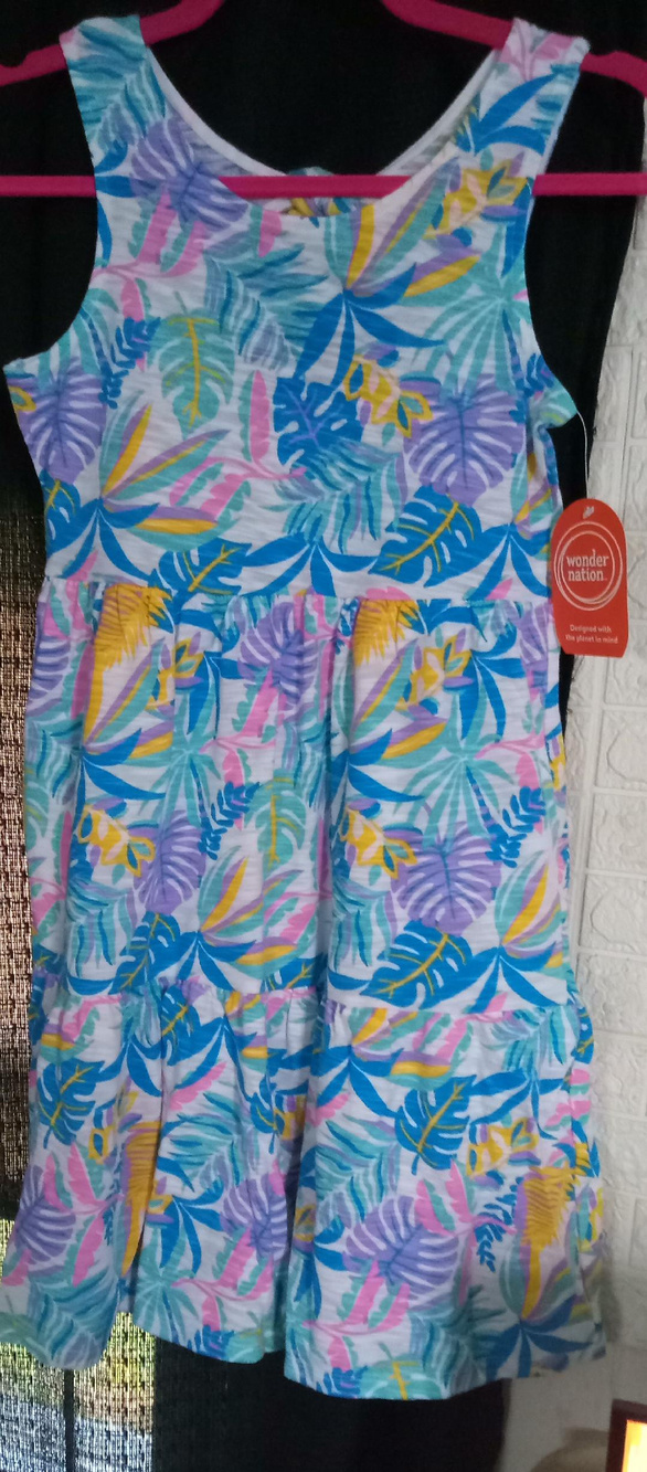 Wonder Nation Kid Girls Tropical Print Tiered Dress Size L 10 12....Kids 2